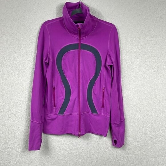 Lululemon In Stride Track Jacket Pink Fuchsia Full Zip Thumb Holes Sz 6 - Picture 1 of 8